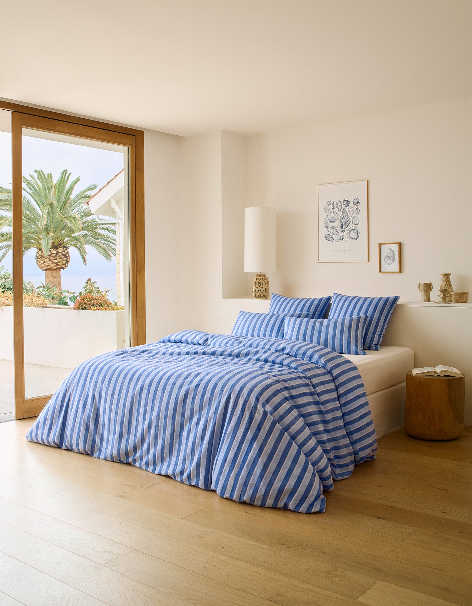 Housse de couette Voile de Coton 80 fils/cm² - Rayure Atlantis