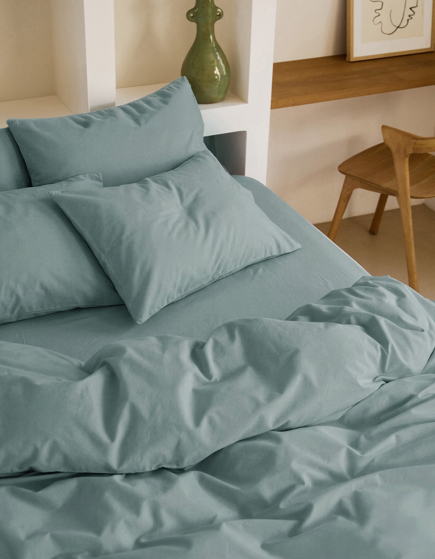 Satin Bettbezug - Celadongrün