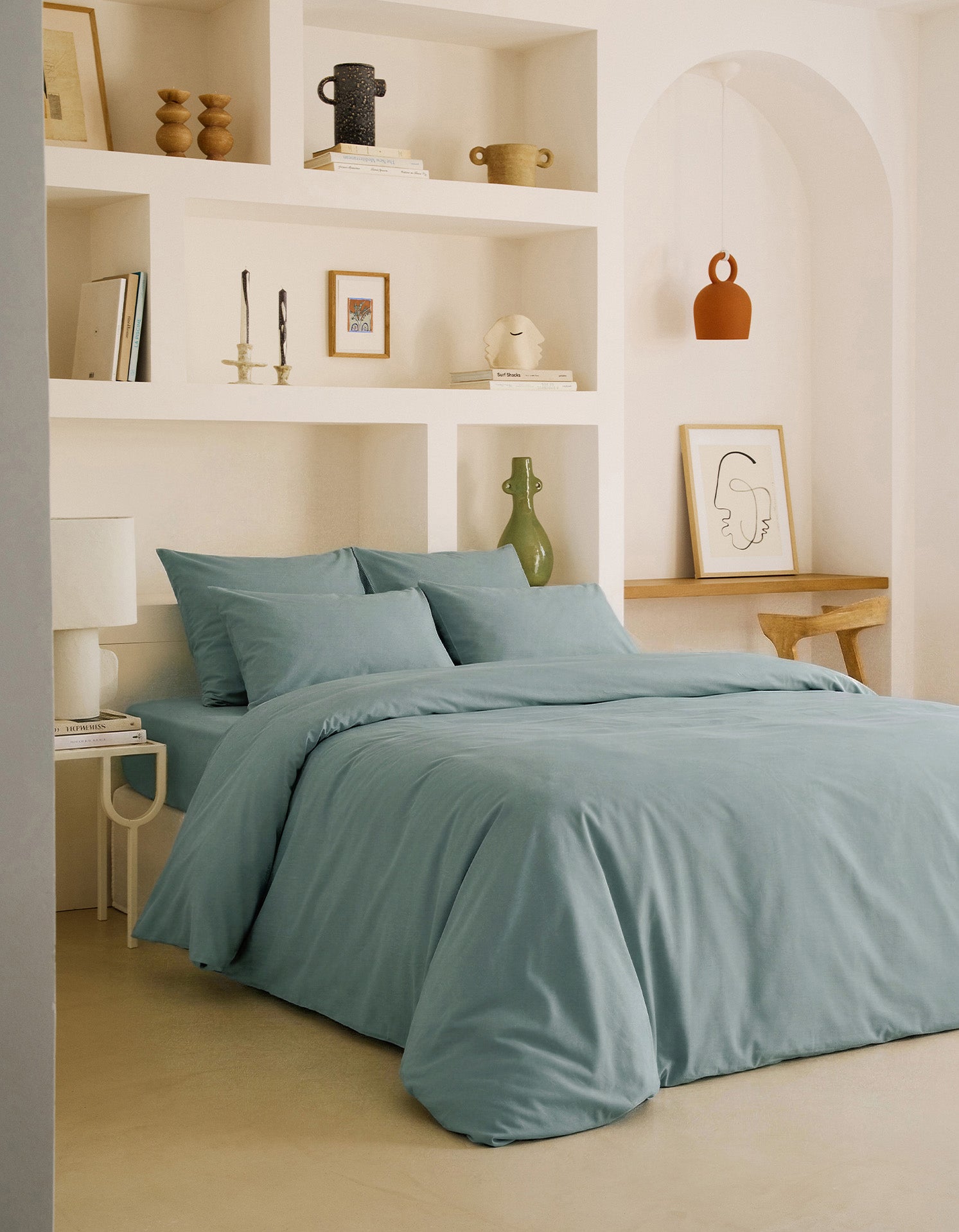 Satin Bettbezug - Celadongrün