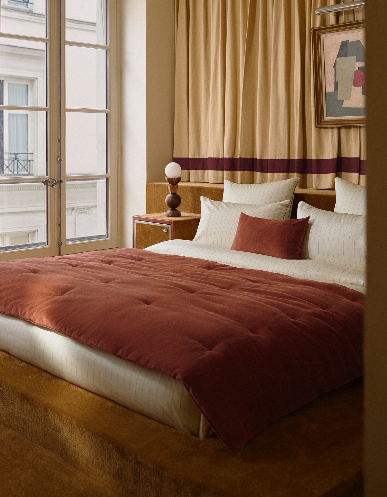 Taies d'oreiller x2 Satin de coton 200 fils - Rayé Bronze