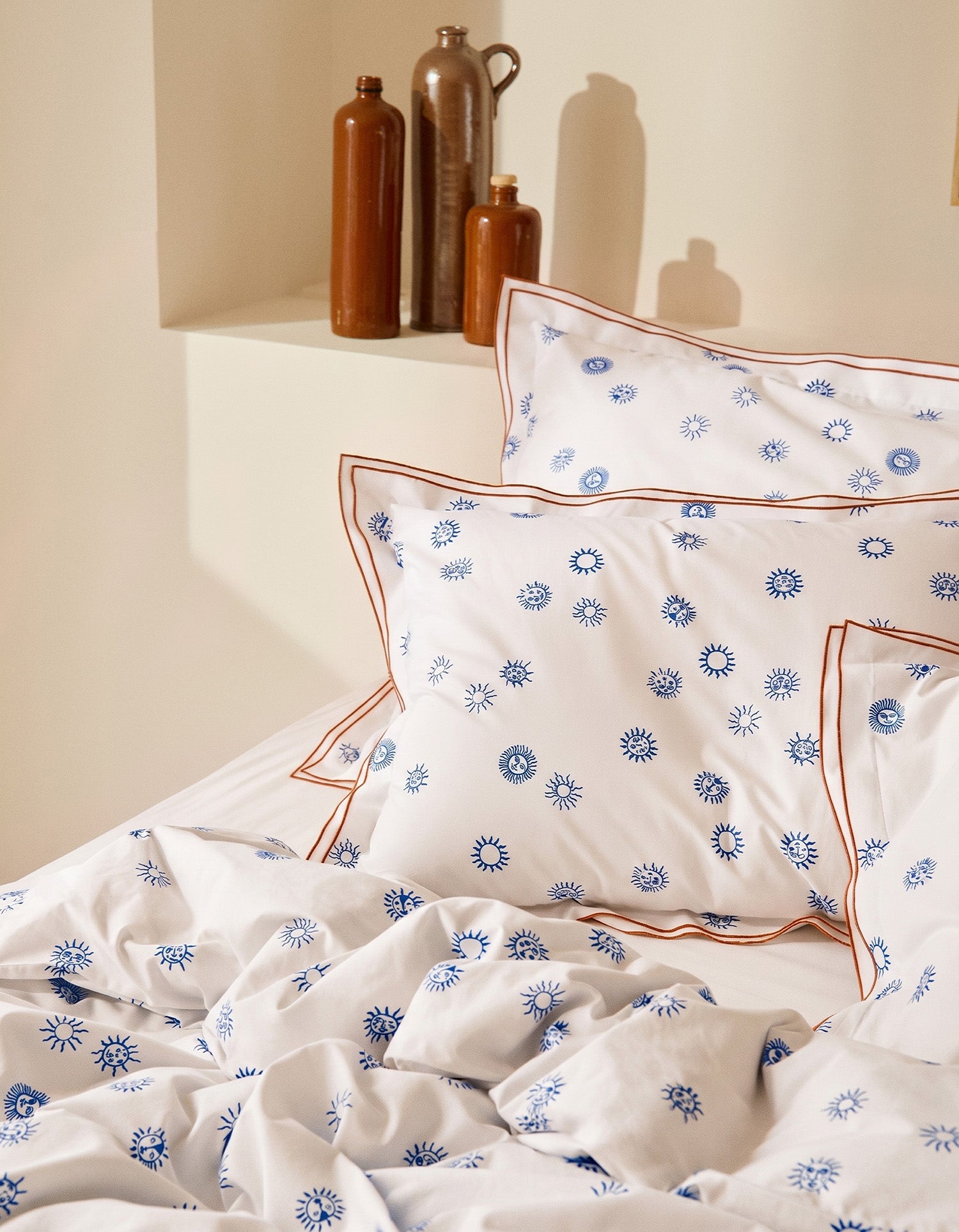Housse de couette Voile de Coton 80 fils/cm² - Soleil Bleu
