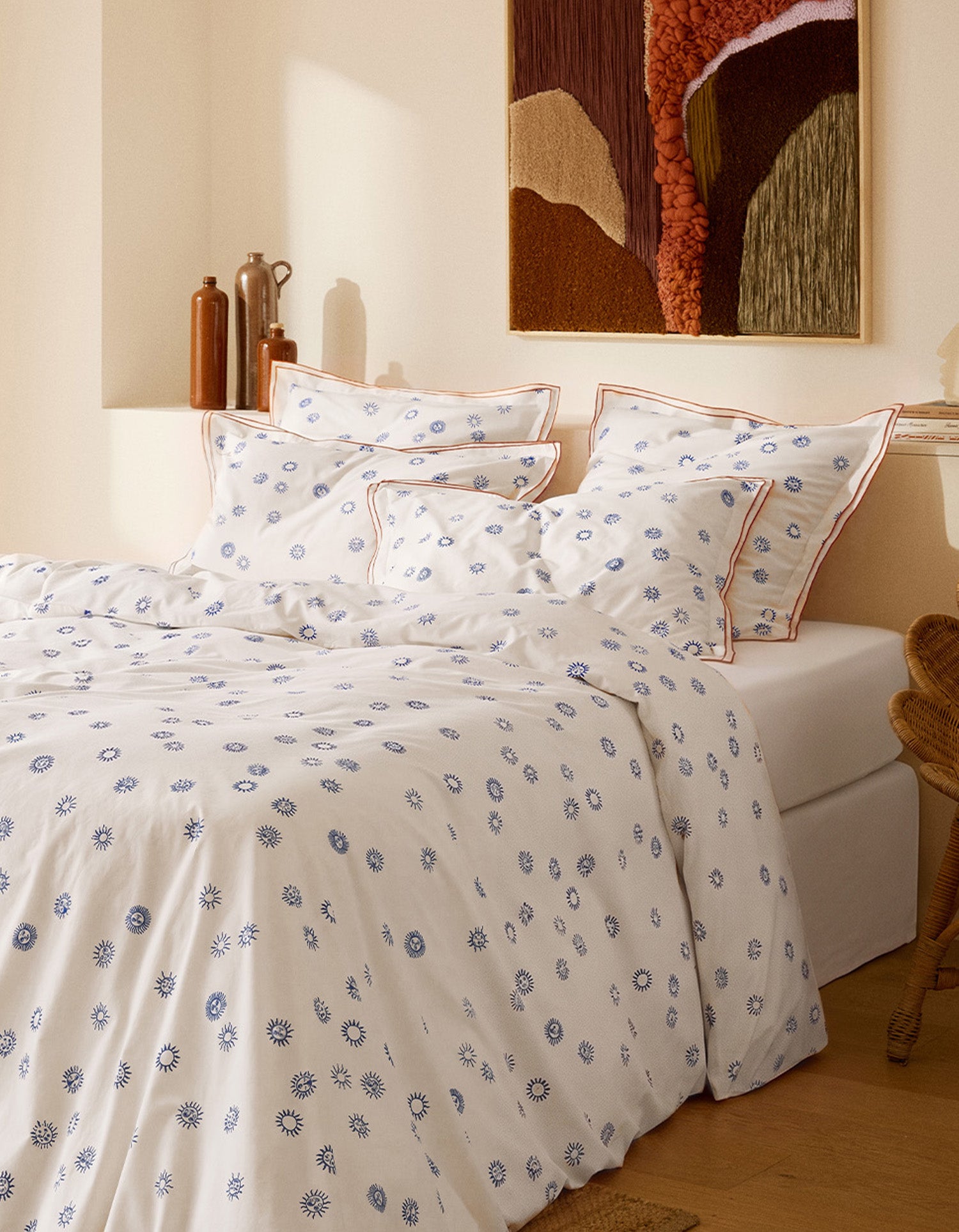 Housse de couette Voile de Coton 80 fils/cm² - Soleil Bleu
