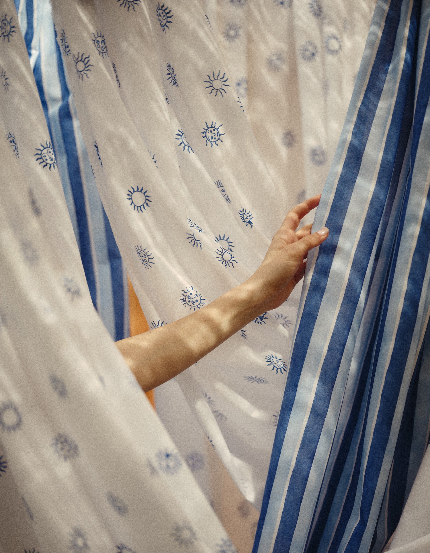 Housse de couette Voile de Coton 80 fils/cm² - Soleil Bleu
