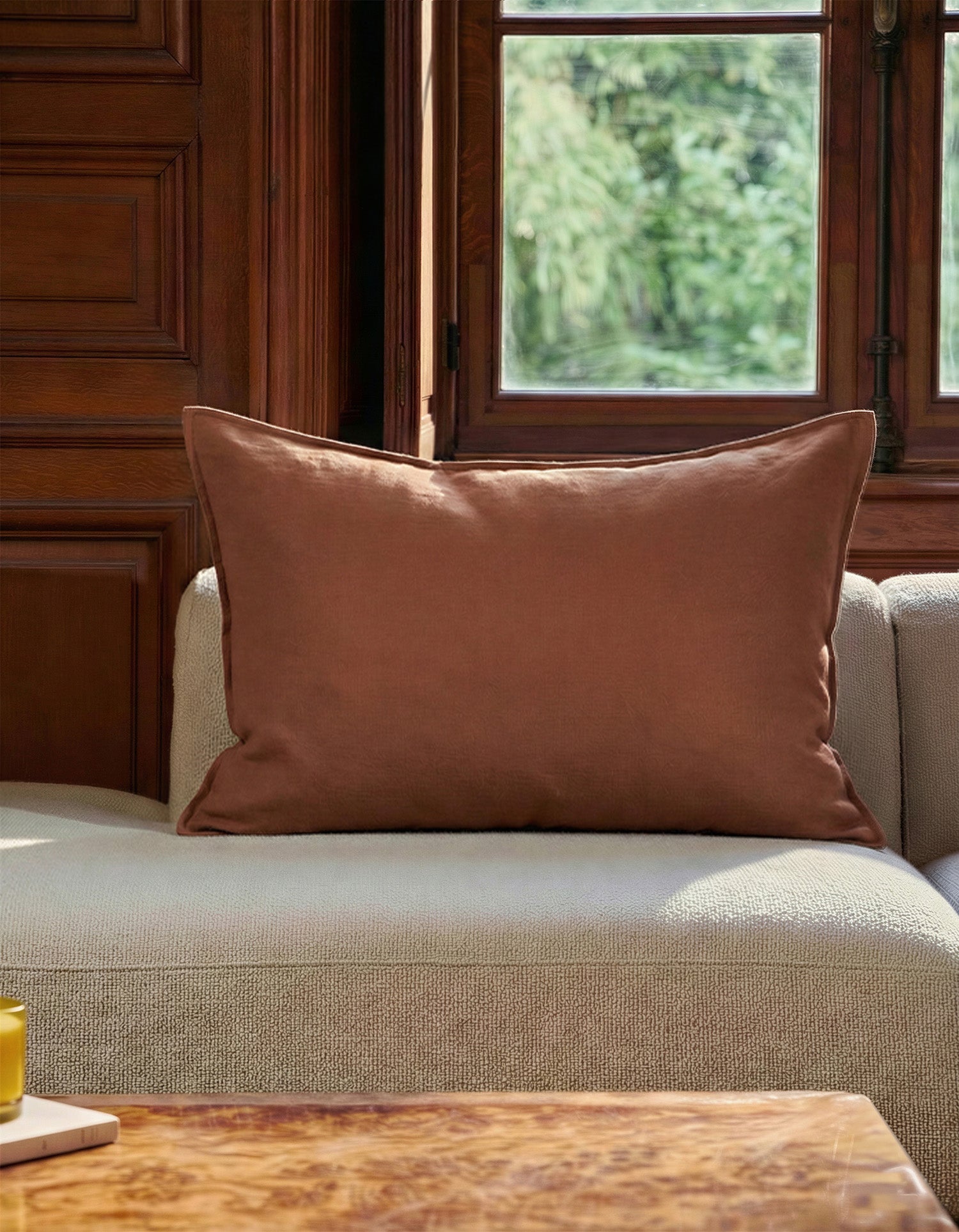 Maxi fodera per cuscino in lino lavato - Terracotta