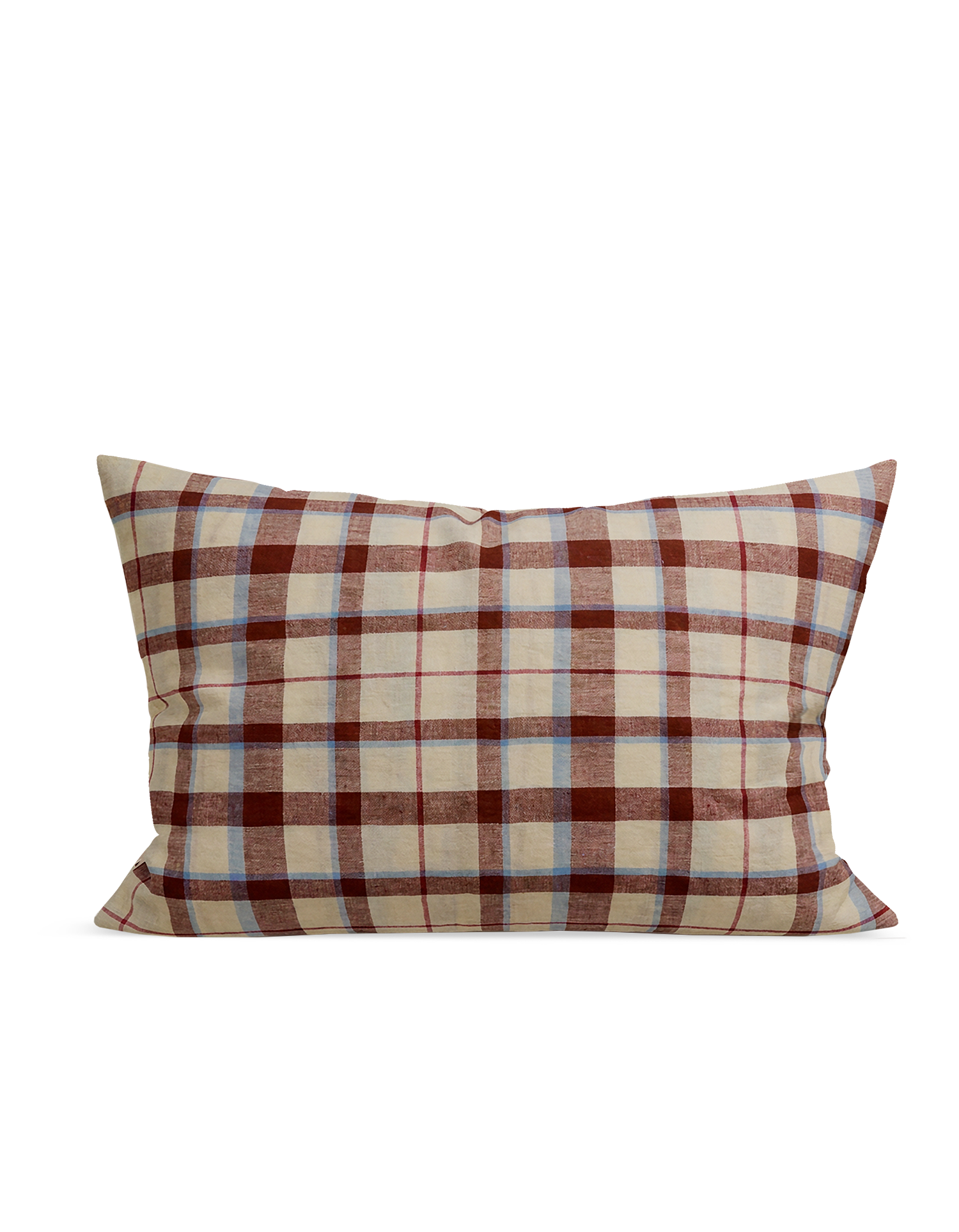 Maxi Kissenbezug aus Leinen - Karminroter Tartan