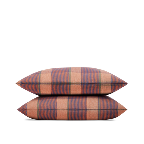 Taies d'oreiller x2 Flanelle - Tartan d'Automne