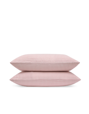 Taies d'oreiller x2 Gaze de coton double épaisseur - Vichy Rose