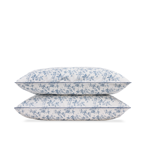 Taies d'oreiller x2 Percale de coton Bonsoirs x Innocence - Campagne Bleue