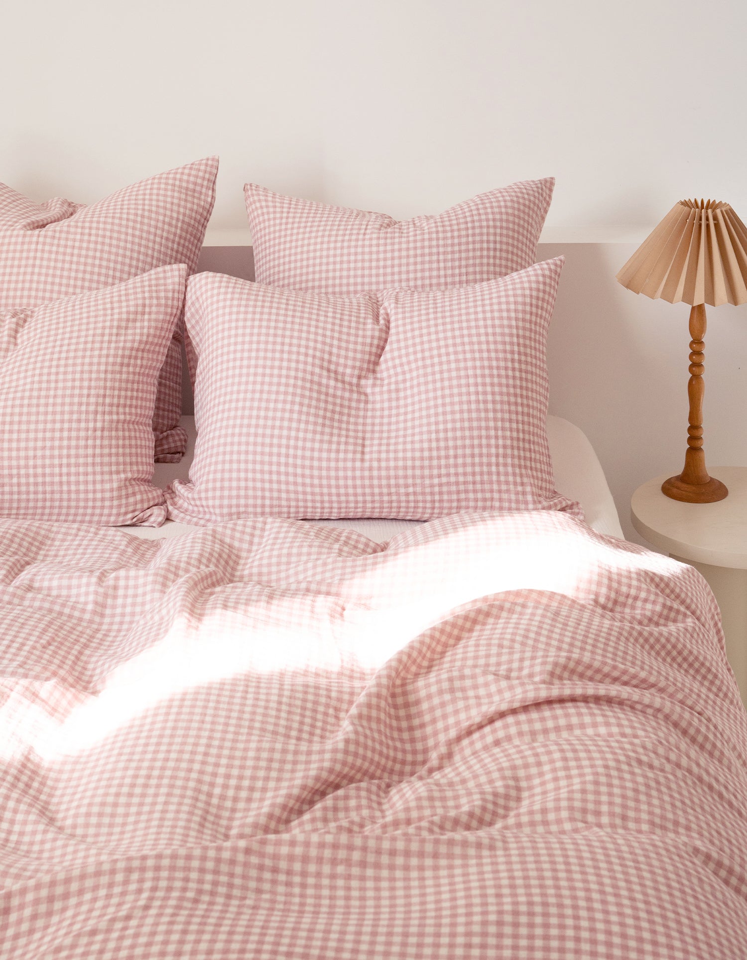 Housse de couette Gaze de coton double épaisseur - Vichy Rose