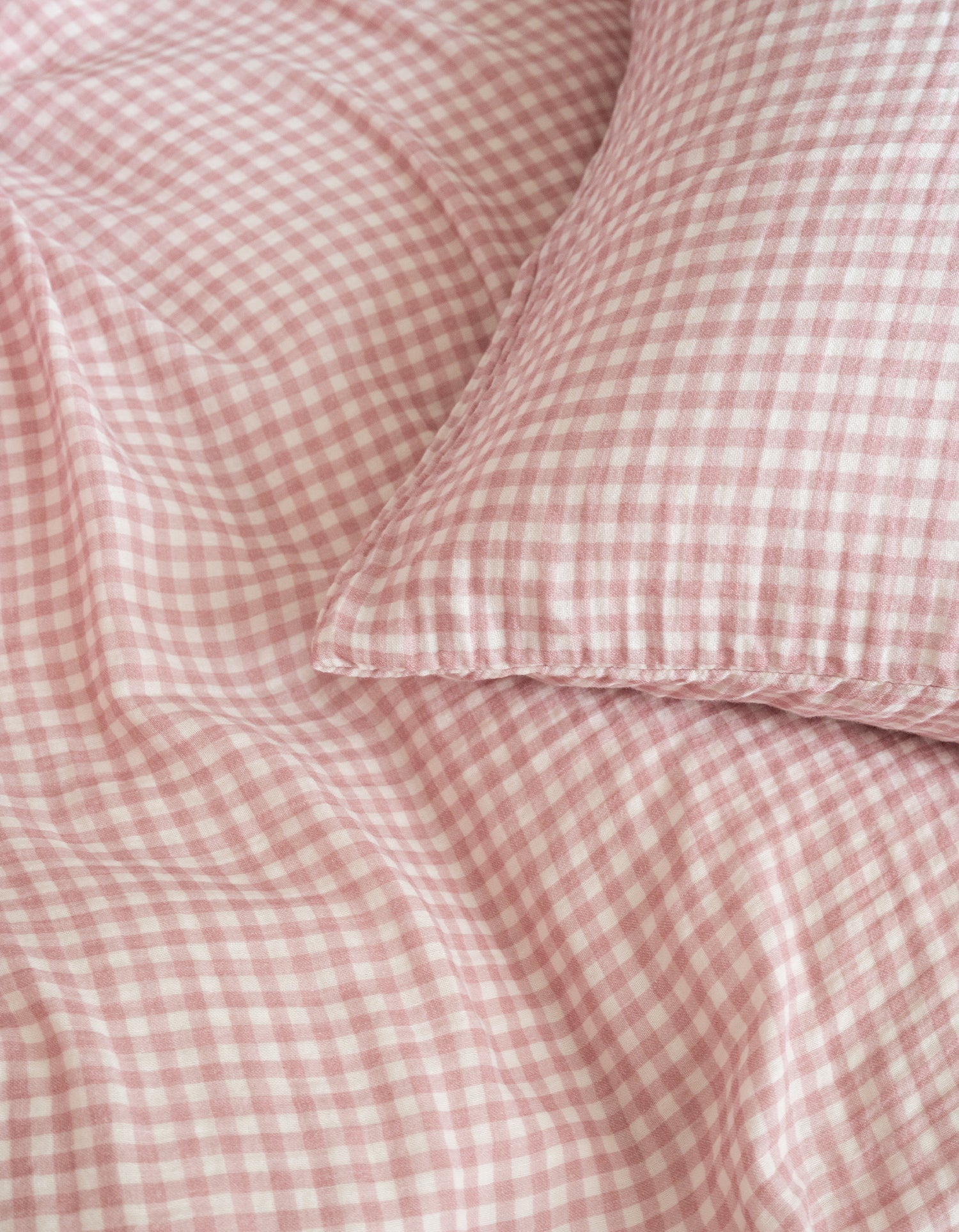 Musselin Bettbezug - Rosa Gingham