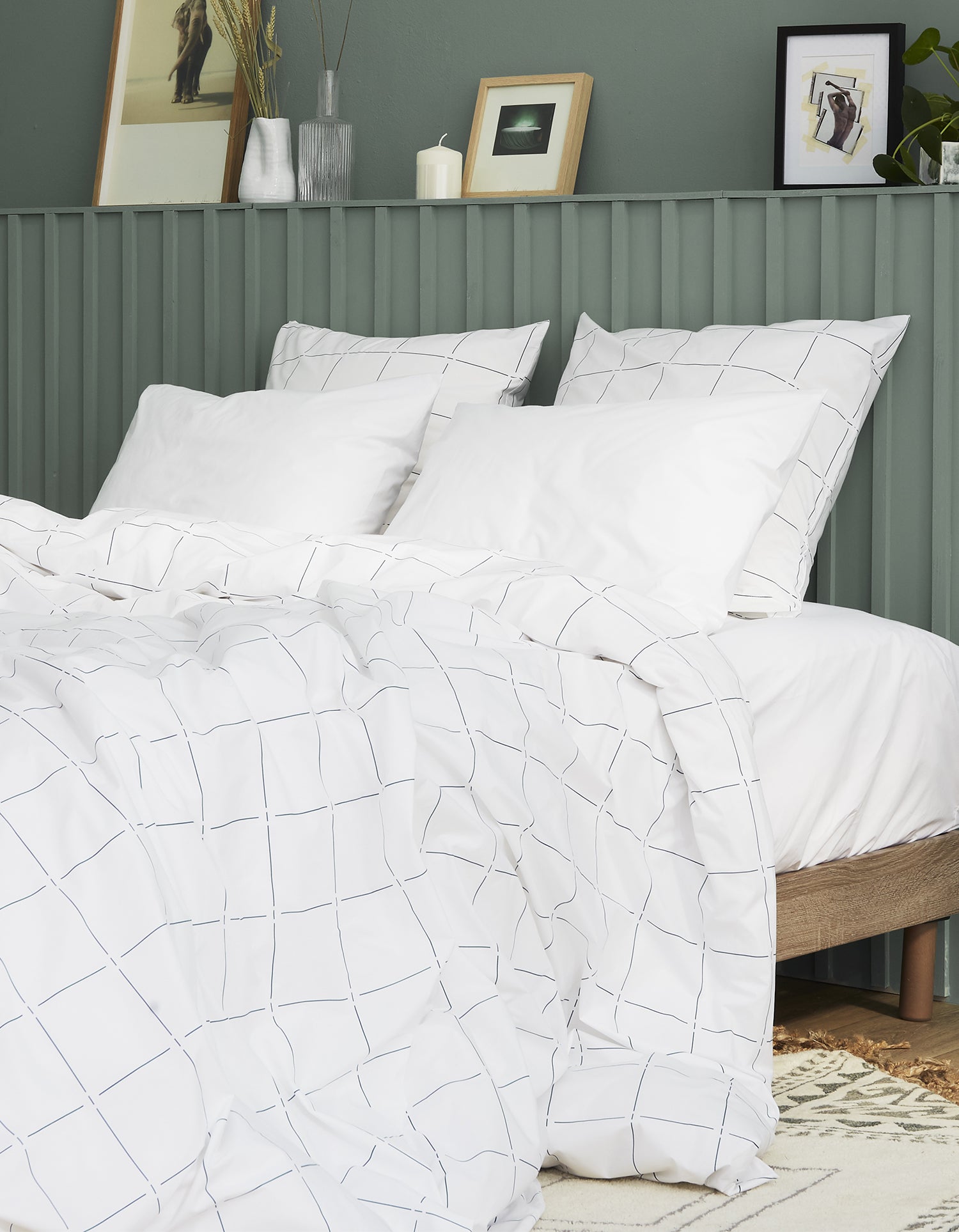 Drap housse Percale de coton 120 fils - Carreaux