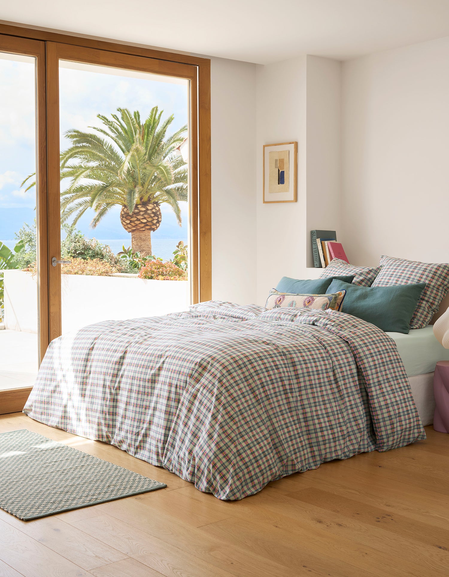Taies d'oreiller x2 Percale lavée - Carreau Madras