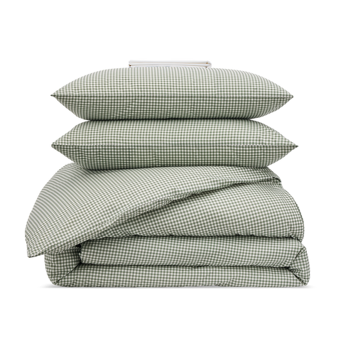 Parure Percale de coton 120 fils - Mini Vichy Vert