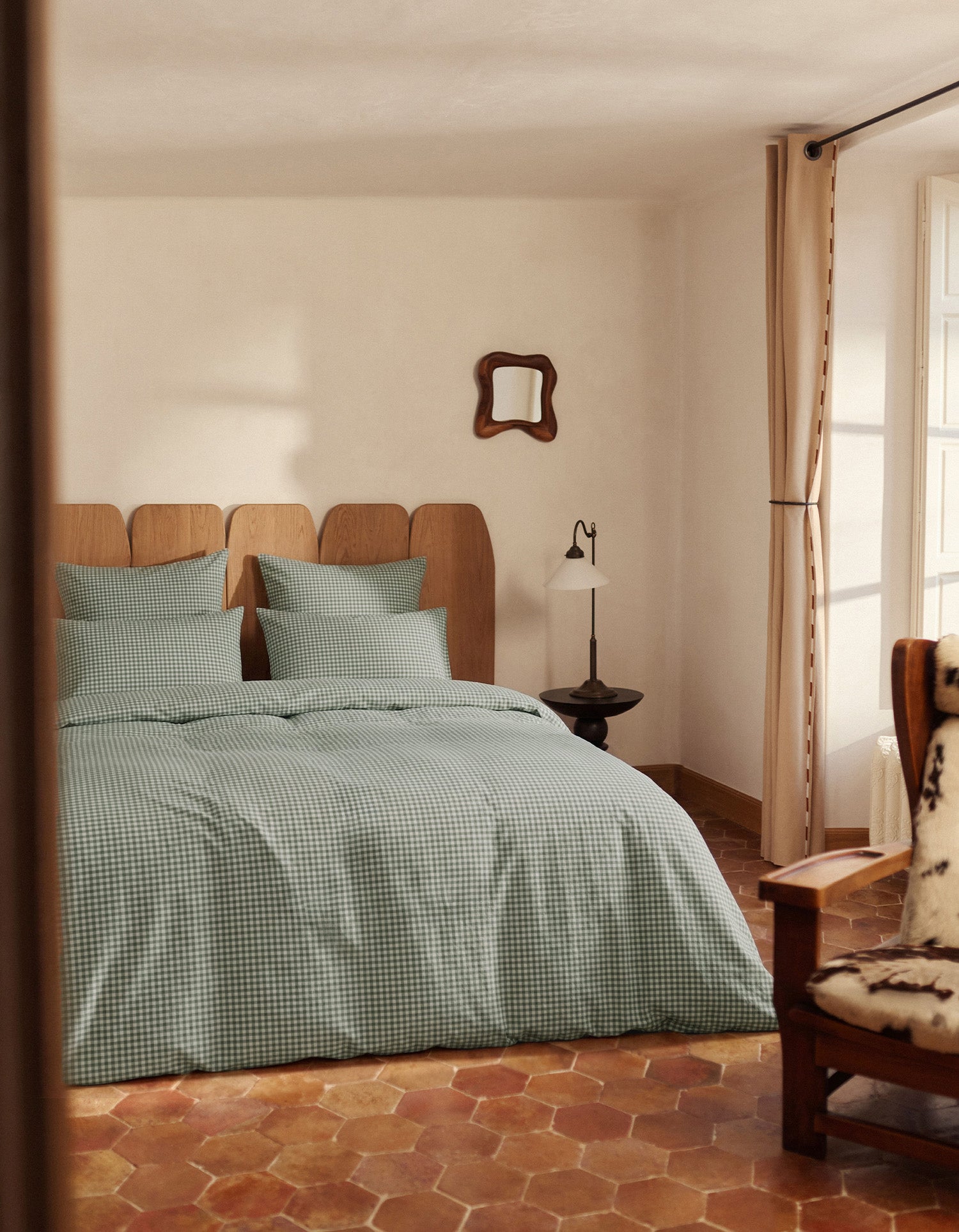 Housse de couette Percale de coton 120 fils - Mini Vichy Vert