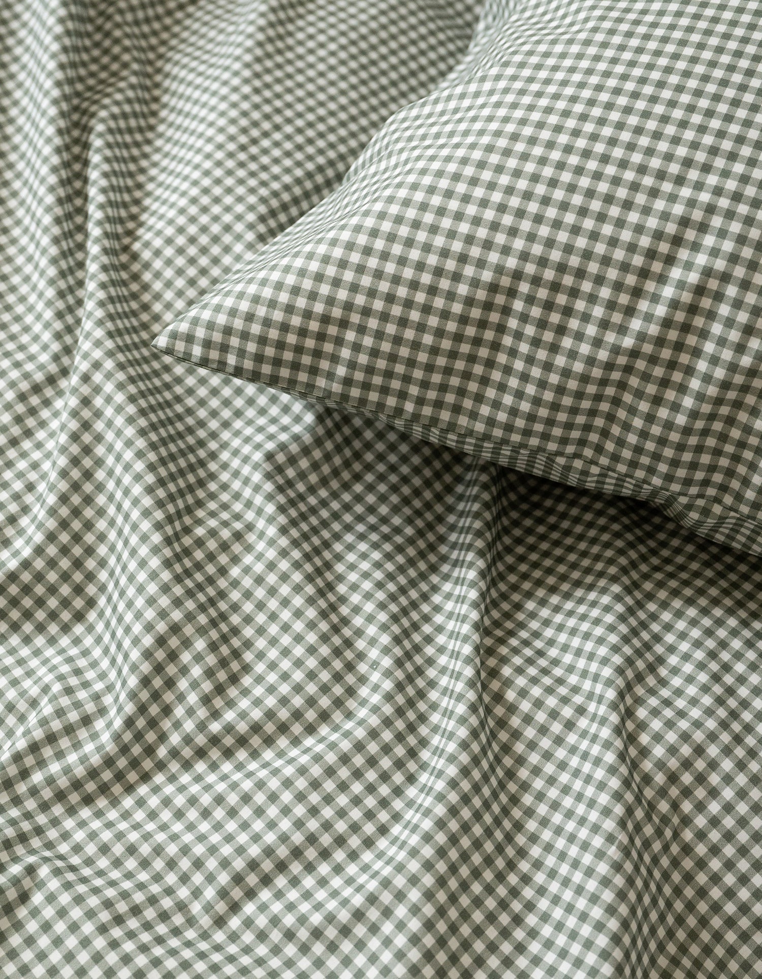 Housse de couette Percale de coton 120 fils - Mini Vichy Vert