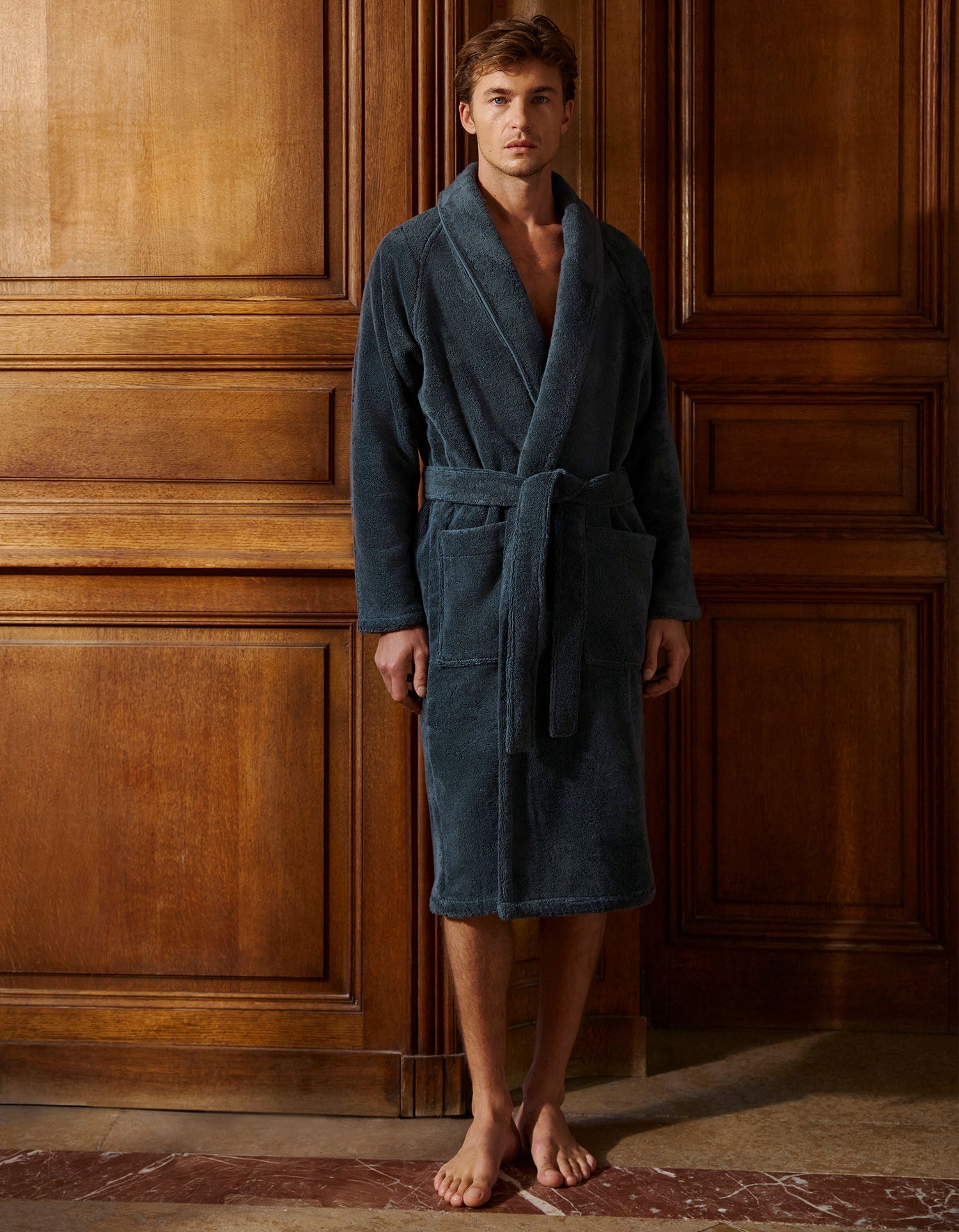 Plush Bathrobe - Ink Blue