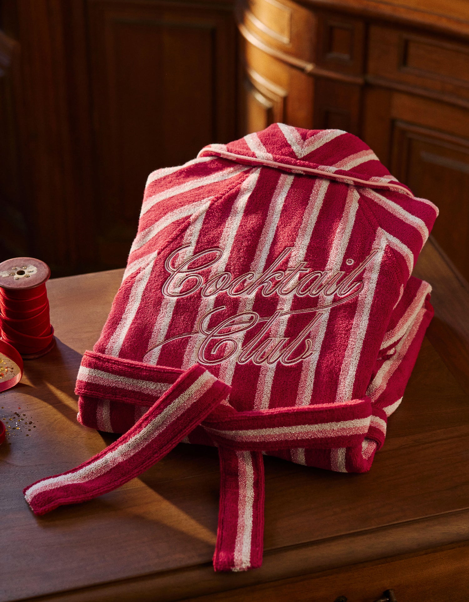 Peignoir moelleux à paillettes - Carmin Rose