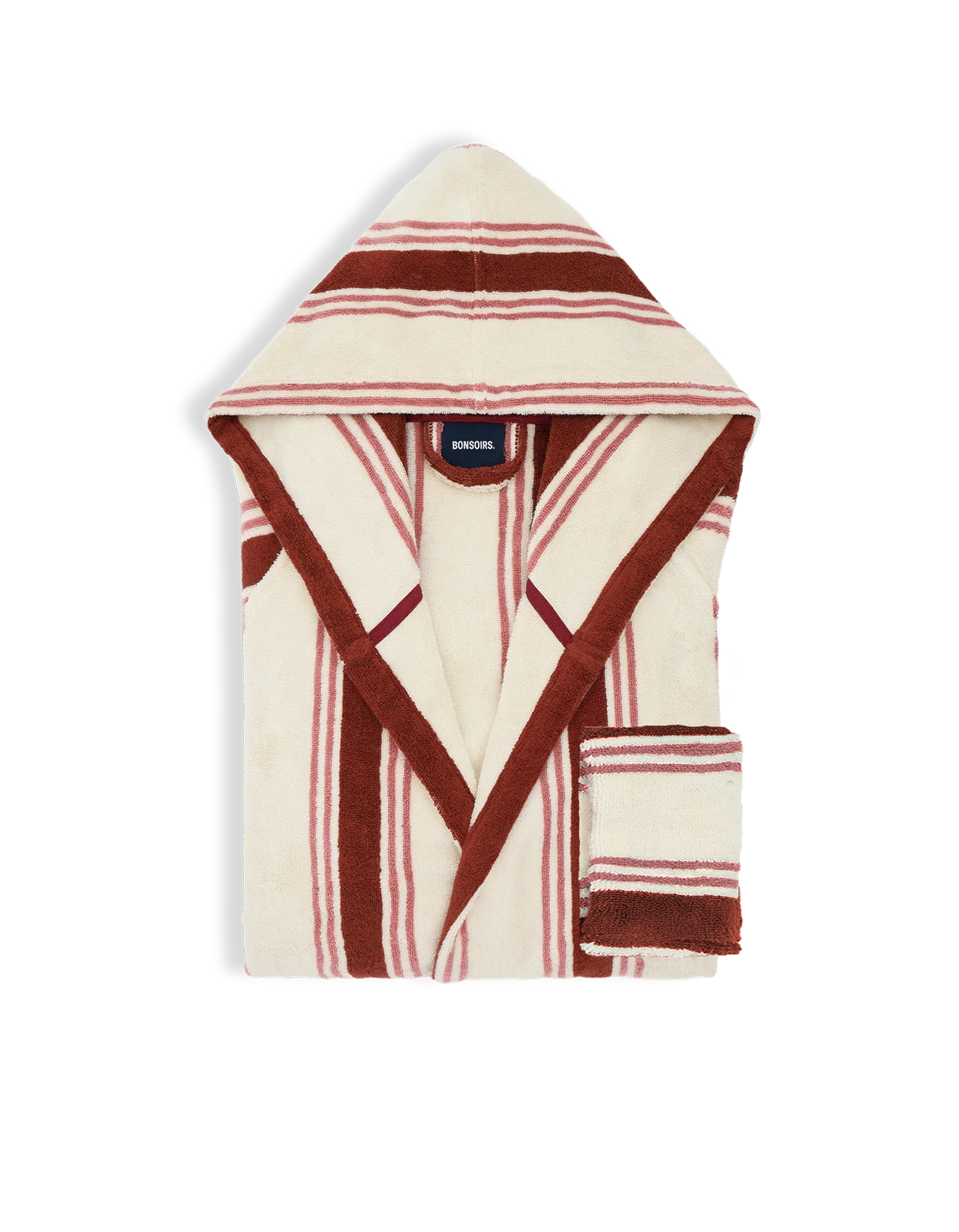 Accappatoio con cappuccio - Righe Granata