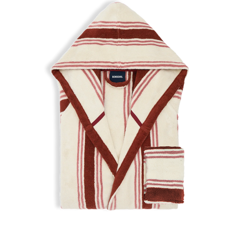 Accappatoio con cappuccio - Righe Granata