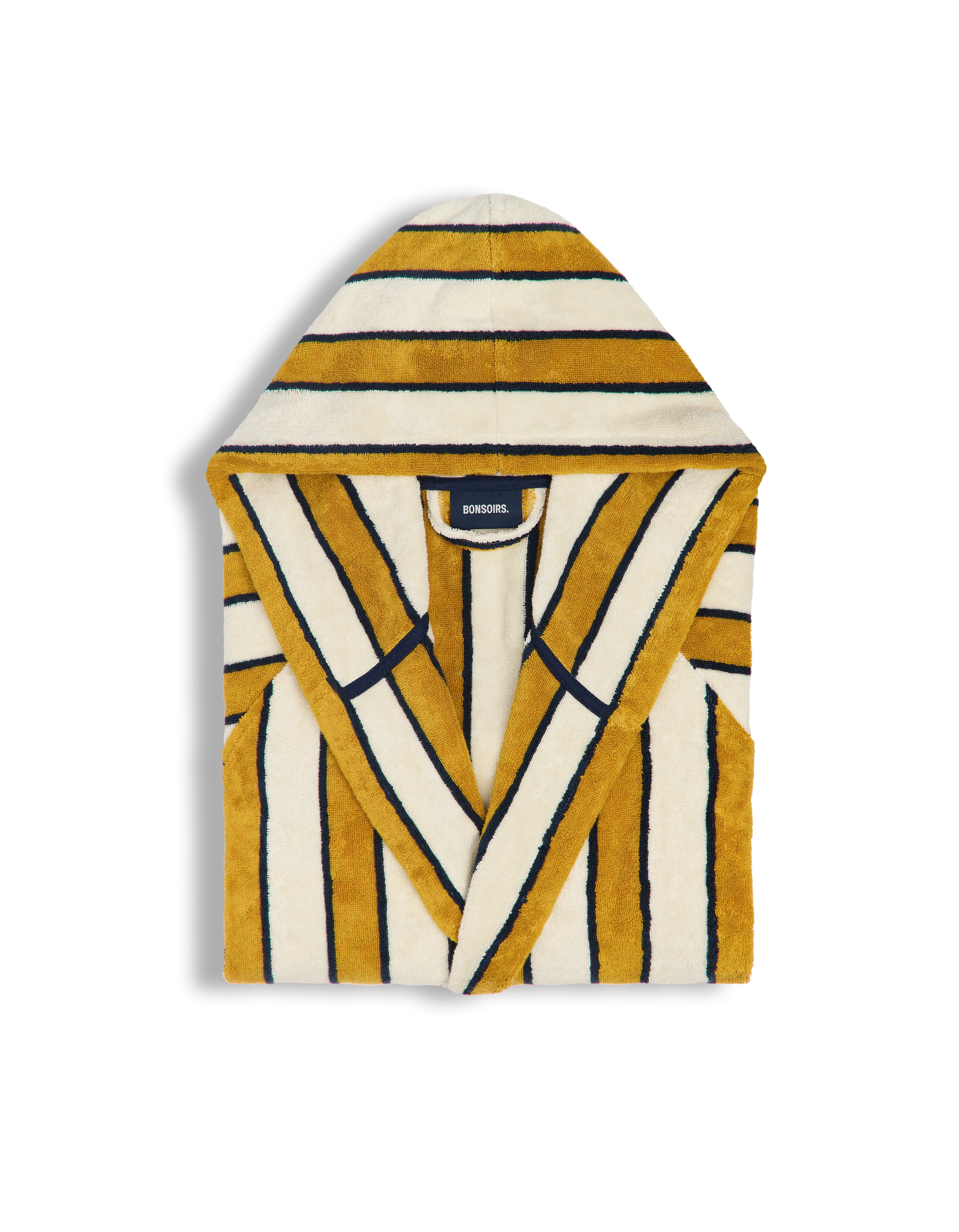 Peignoir à capuche - Rayé Ocre