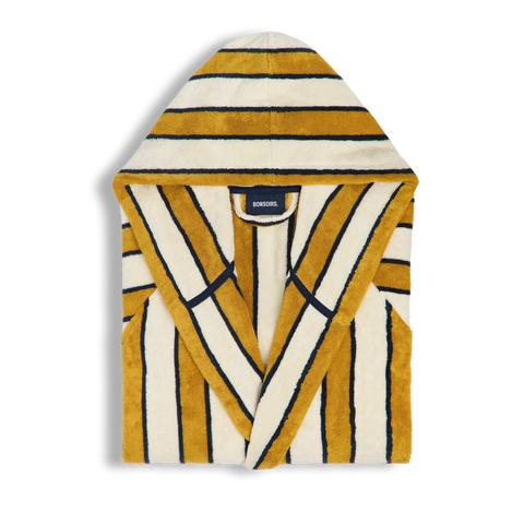 Peignoir à capuche - Rayé Ocre