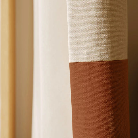 Faubourg Curtain - Blackout with Decorative Grommets - Natural / Terracotta