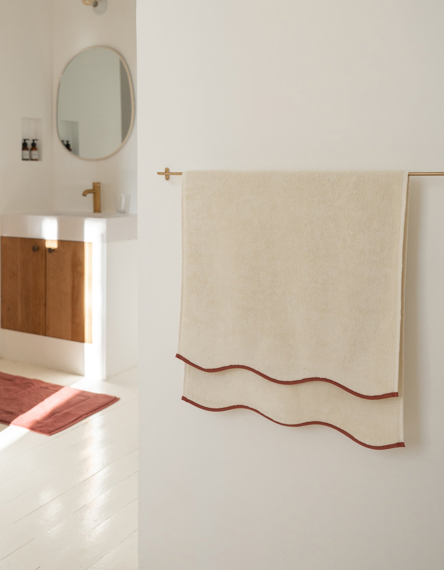 Telo bagno Wavy - Crema & Terracotta