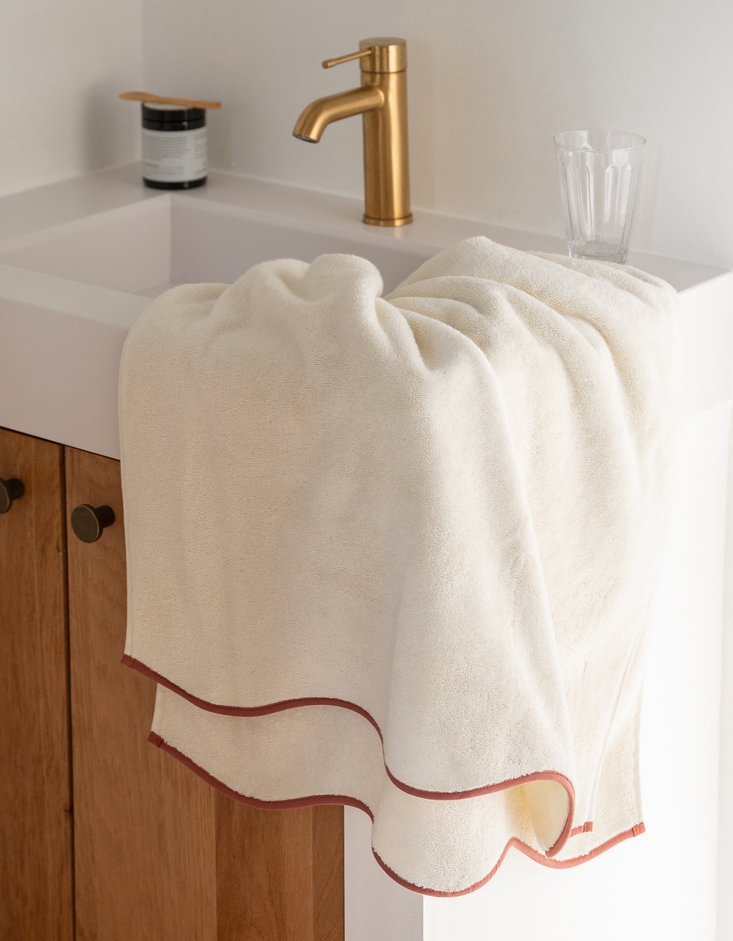 Telo bagno Wavy - Crema & Terracotta