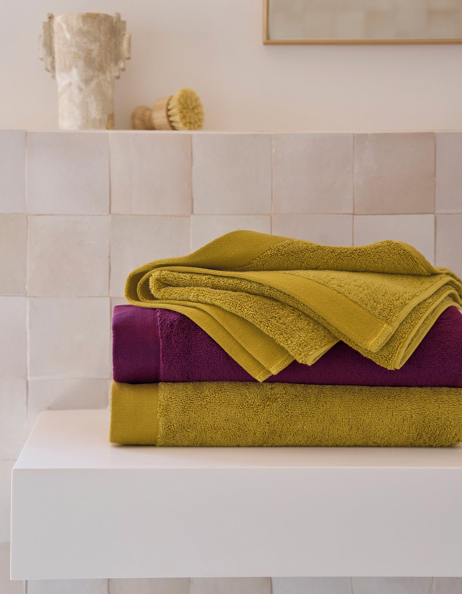 Serviette de toilette moelleuse - Jaune Olive