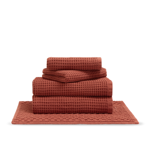 Set de bain Nid d'abeille - Terracotta