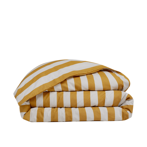 Housse de couette Percale de coton 120 fils - Le Rayé Ocre