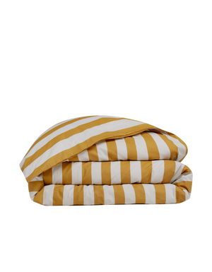 Housse de couette Percale de coton 120 fils - Le Rayé Ocre