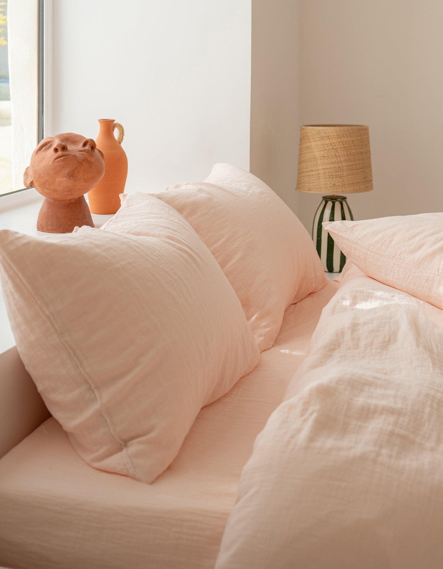 Housse de couette Gaze de coton double épaisseur - Rose Pêche