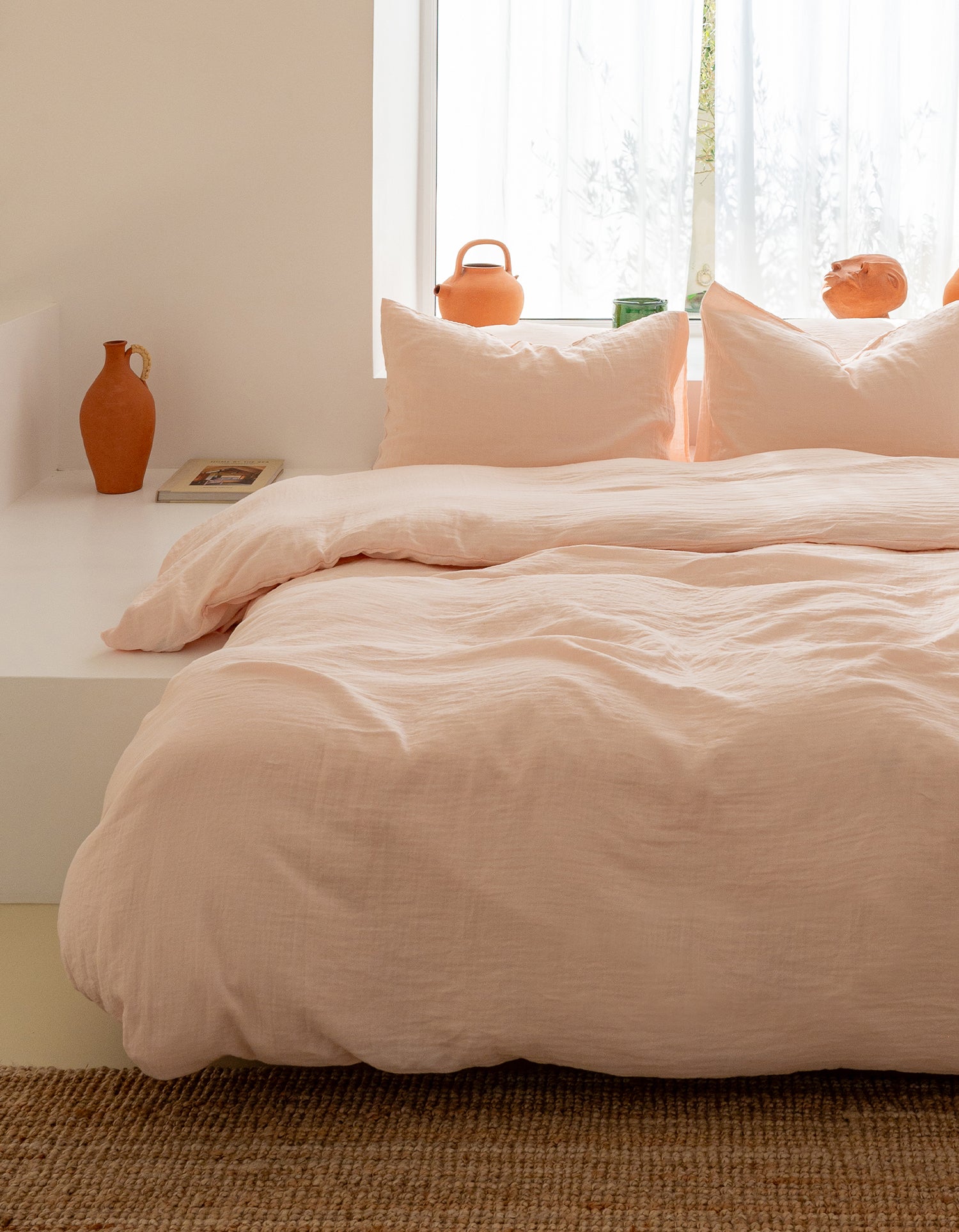 Housse de couette Gaze de coton double épaisseur - Rose Pêche