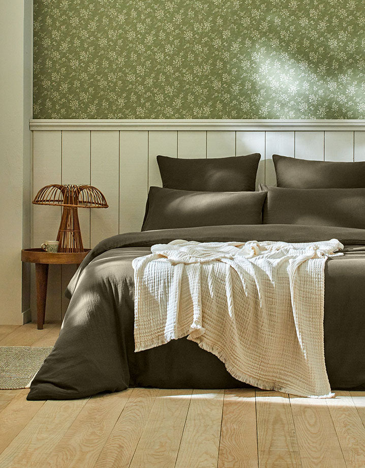 Housse de couette Gaze de coton double épaisseur - Vert Kaki