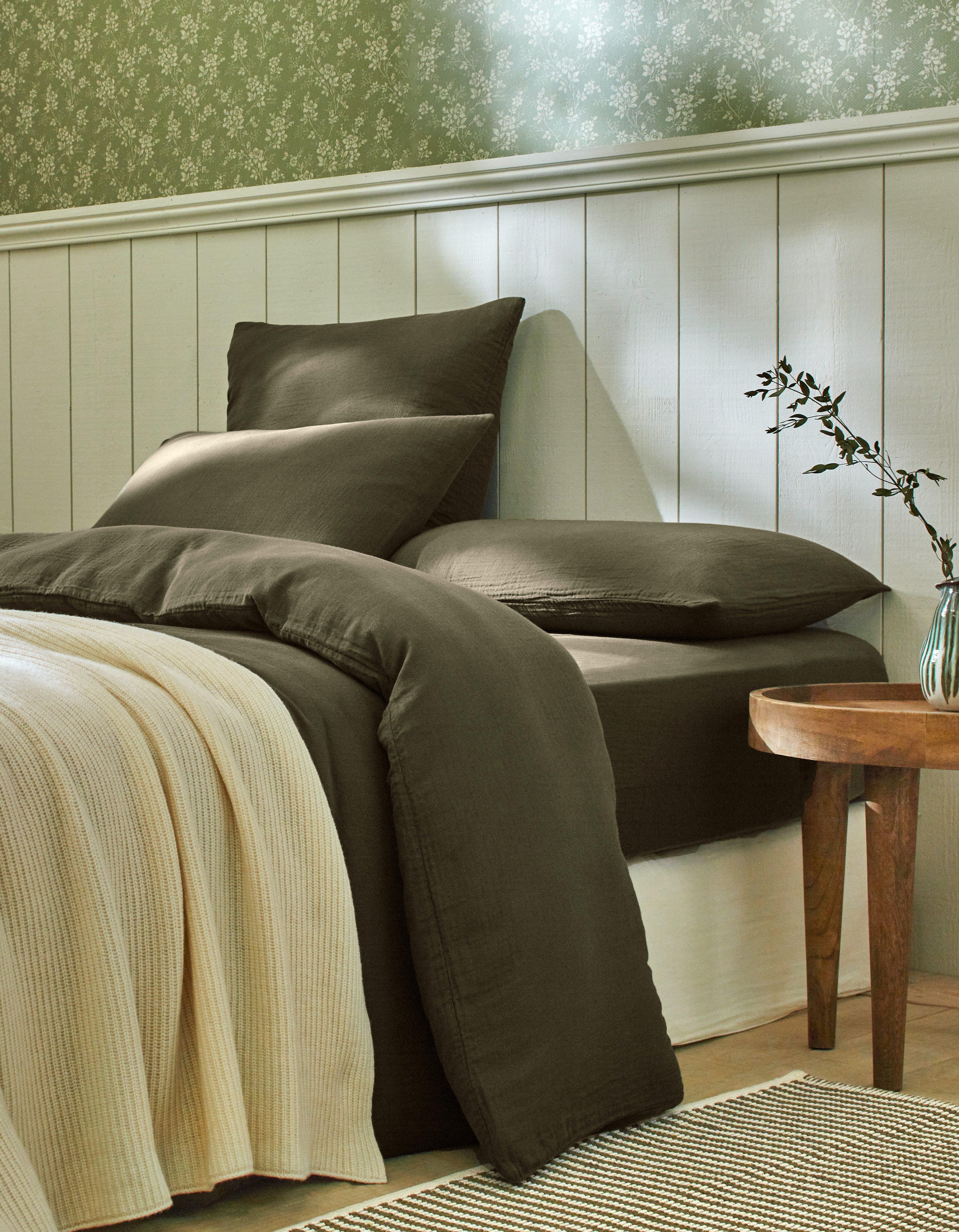 Housse de couette Gaze de coton double épaisseur - Vert Kaki
