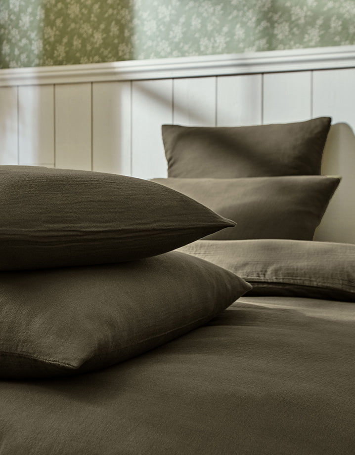 Housse de couette Gaze de coton double épaisseur - Vert Kaki