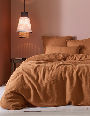 French washed linen fitted sheet 