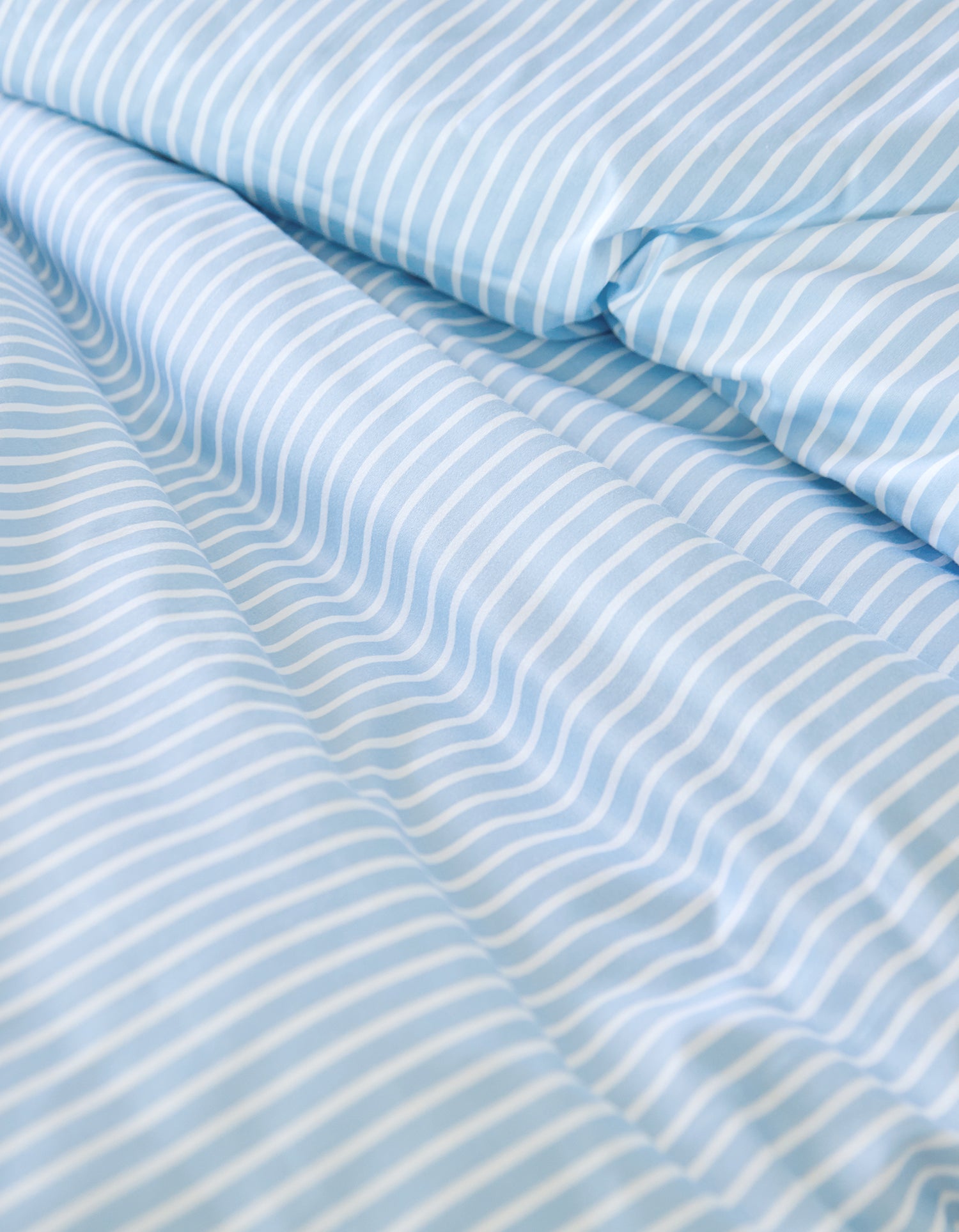 Housse de couette Percale de coton 120 fils - Juste Le Rayé Bleu