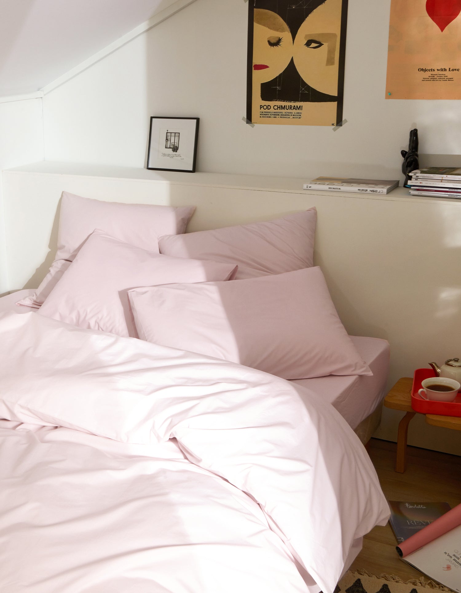 Housse de couette Percale de coton 120 fils - Juste Le Rose Poudré