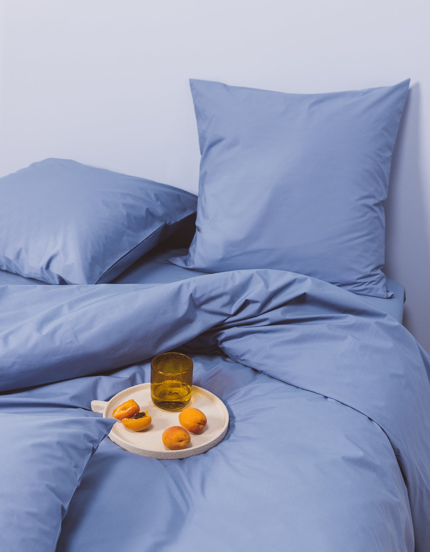 Taies d'oreiller x2 Percale de coton 120 fils - Bleu Lavande
