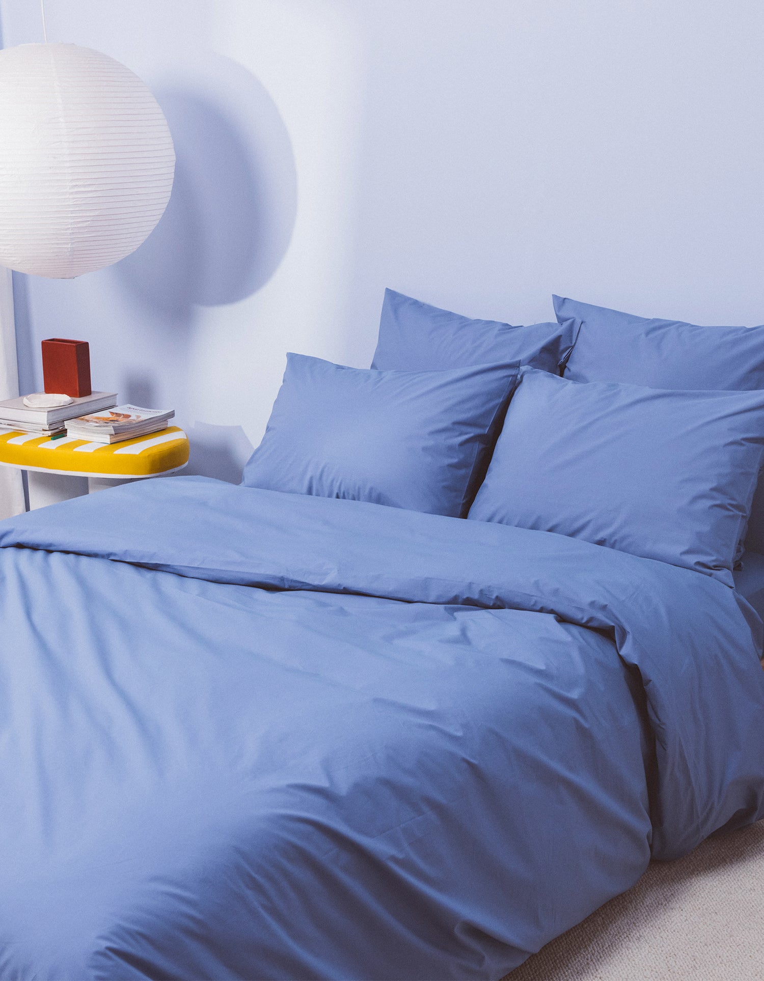 Taies d'oreiller x2 Percale de coton 120 fils - Bleu Lavande
