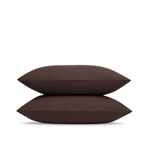 Taies d'oreiller x2 Percale de coton 120 fils - Cacao