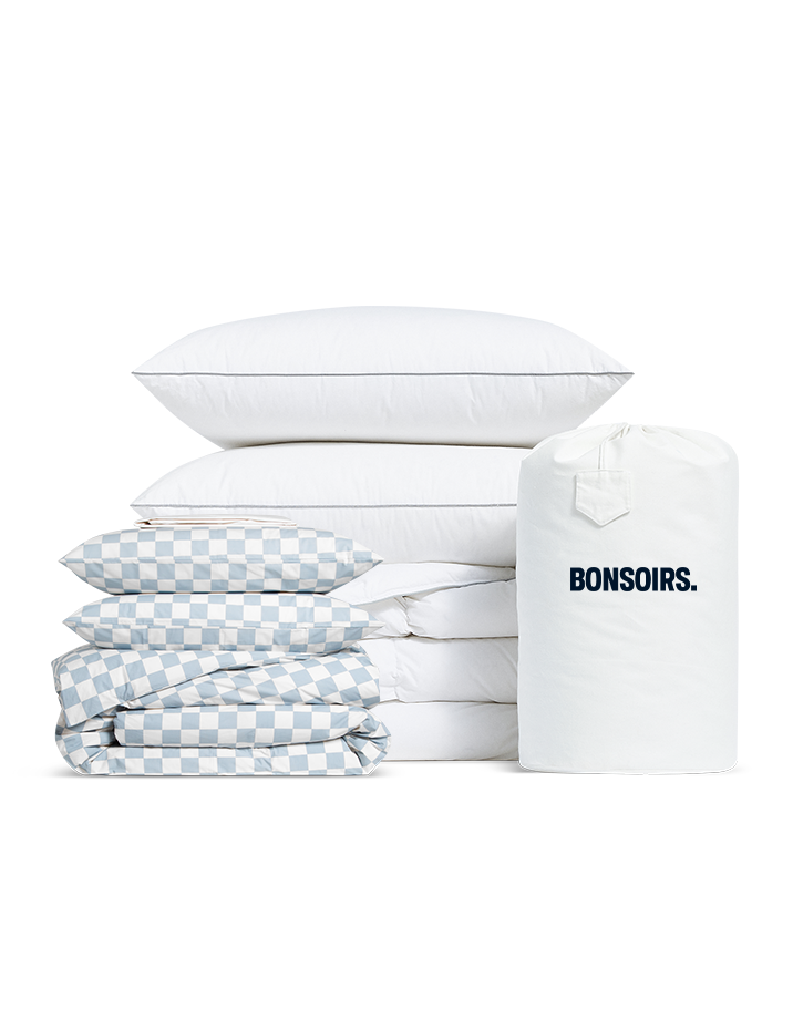 Cotton Percale Bed Pack - Memo Ciel - 160x200 / 260x240 / 50x70 Medium ...