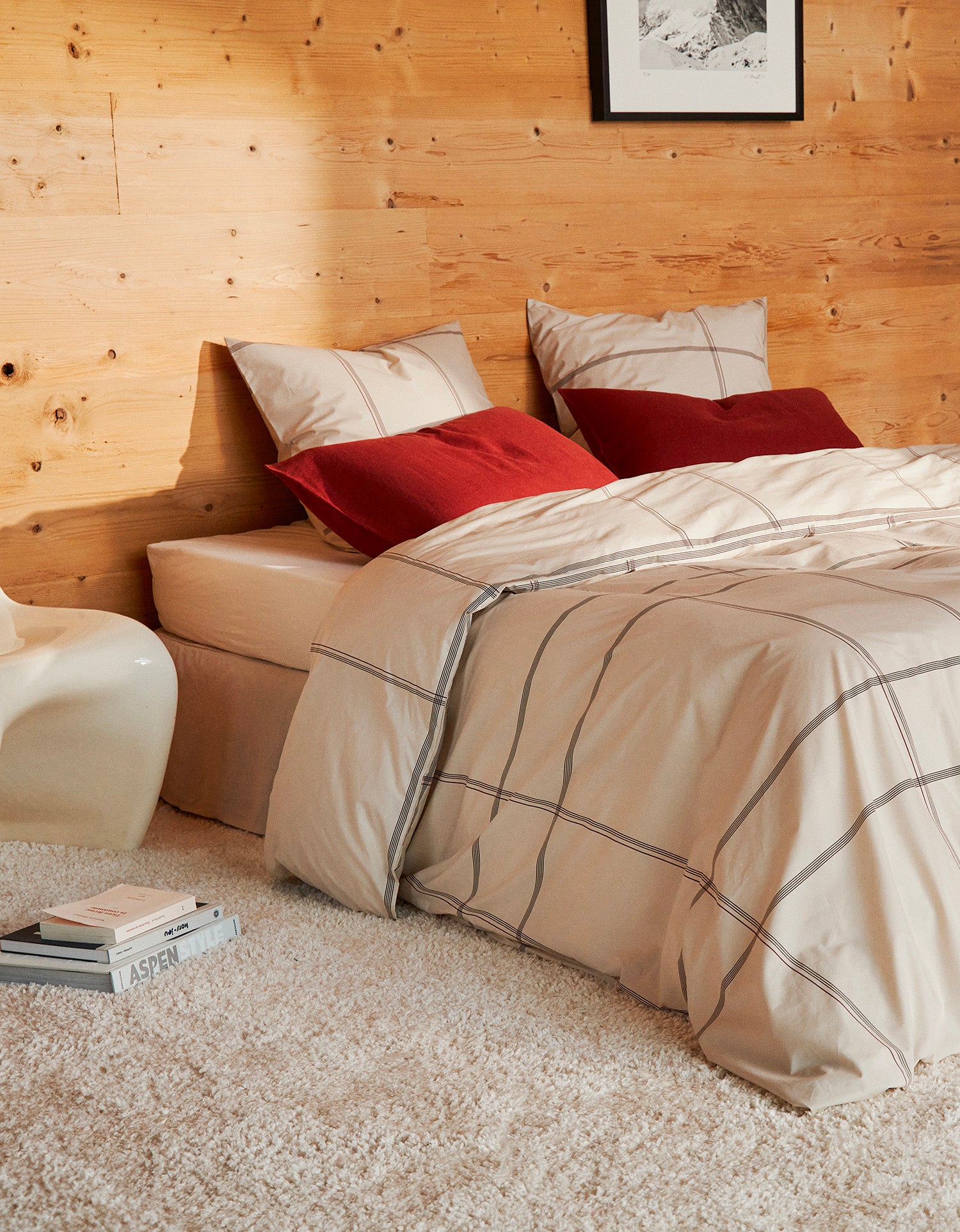 Housse de couette Percale de coton 120 fils - Carreau d'hiver