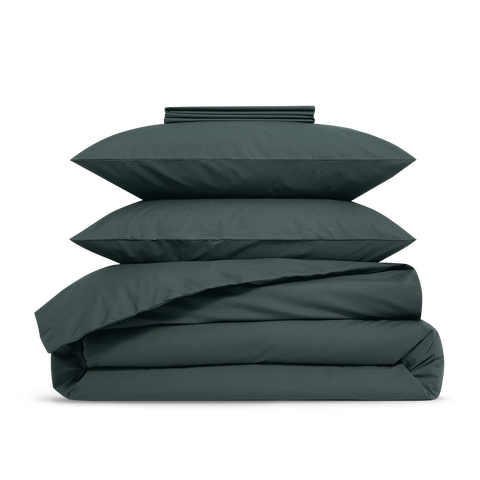 Cotton percale set - Forest Green - 160x200 / 240x220 / 65x65