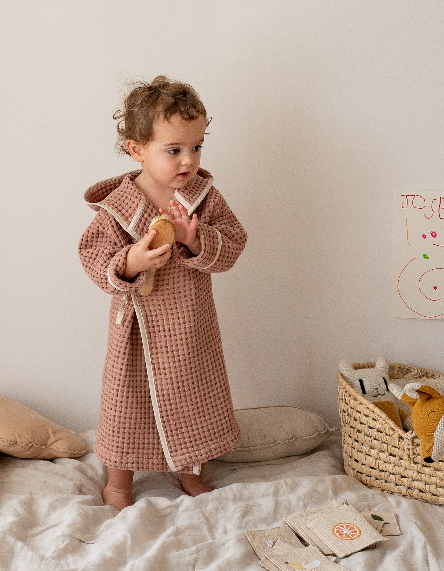 Peignoir Enfant Nid d'abeille - Le Vieux Rose