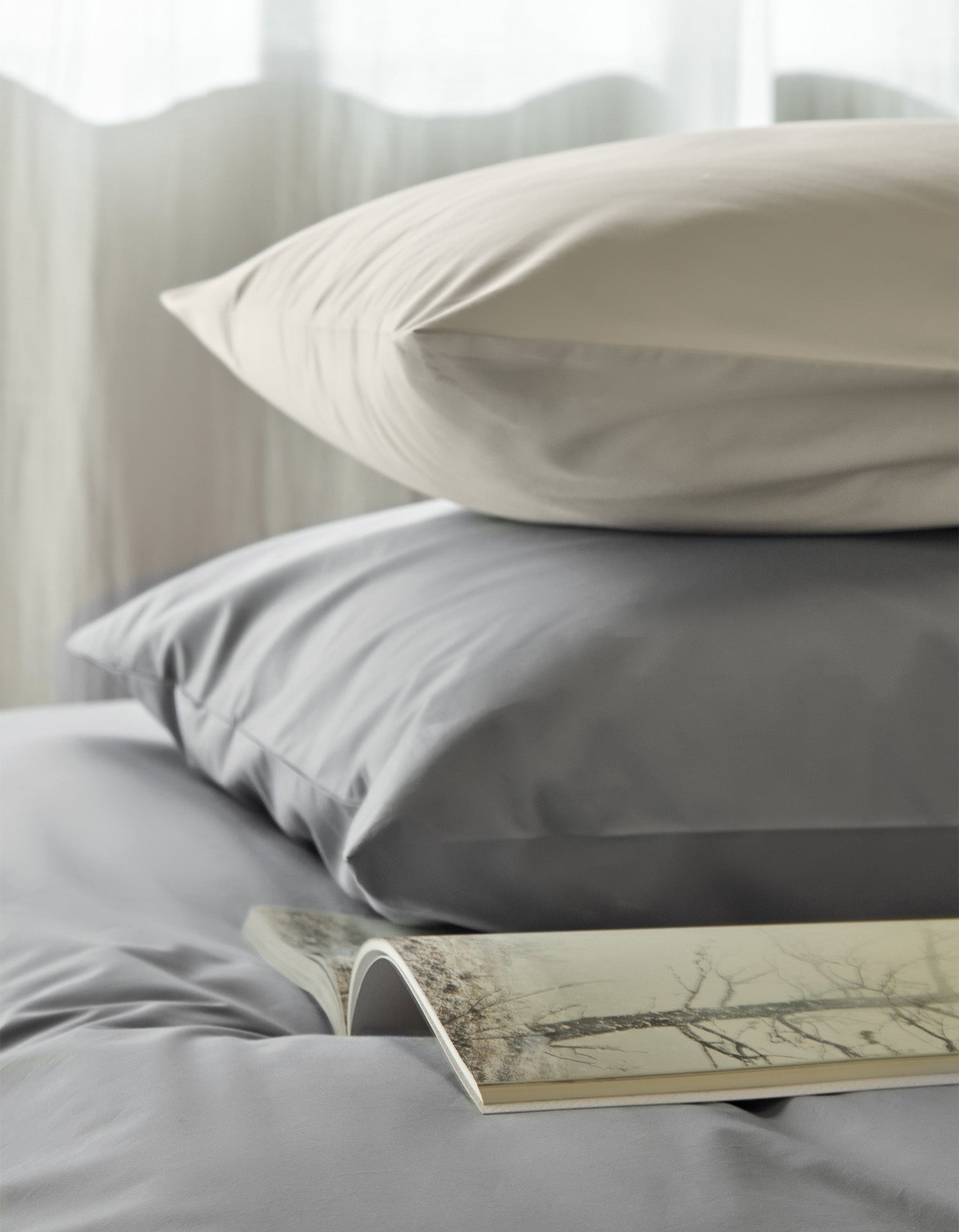 Lenzuolo sopra in cotone percalle a 120 fili - Grigio Tenue
