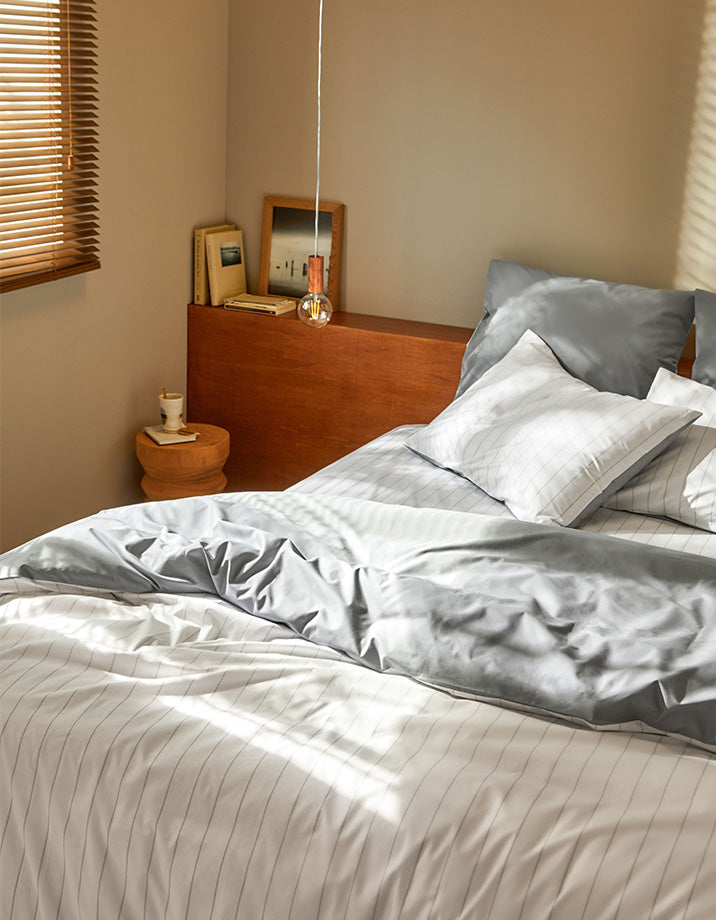 Drap housse Percale de coton 120 fils - Le Rayé