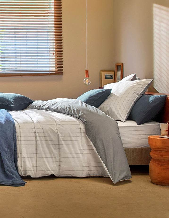 Drap housse Percale de coton 120 fils - Le Rayé